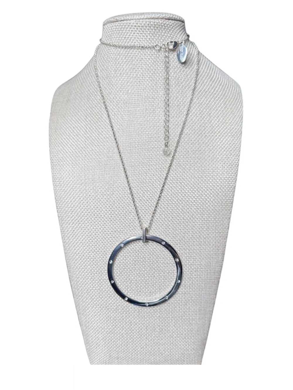5/$25 😻 White House Black Market Silver and Gunmetal Circle Pendant Necklace